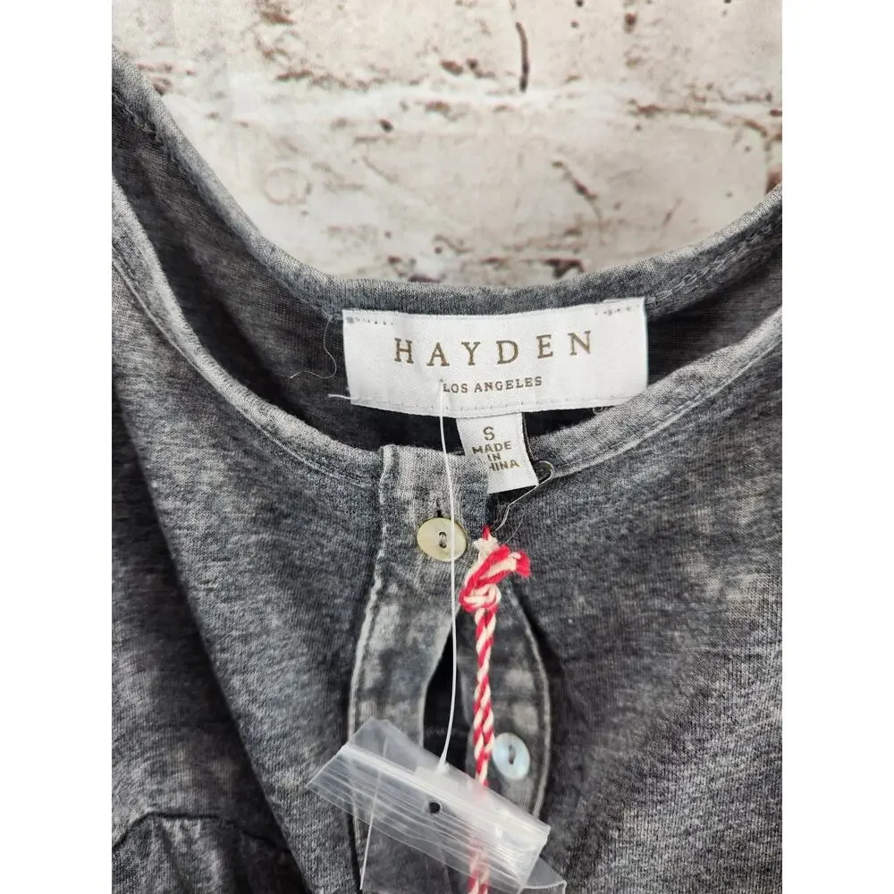 Hayden Boho Open Shoulder Top Size Small NEW Oversized Grey - Picture 3 of 4